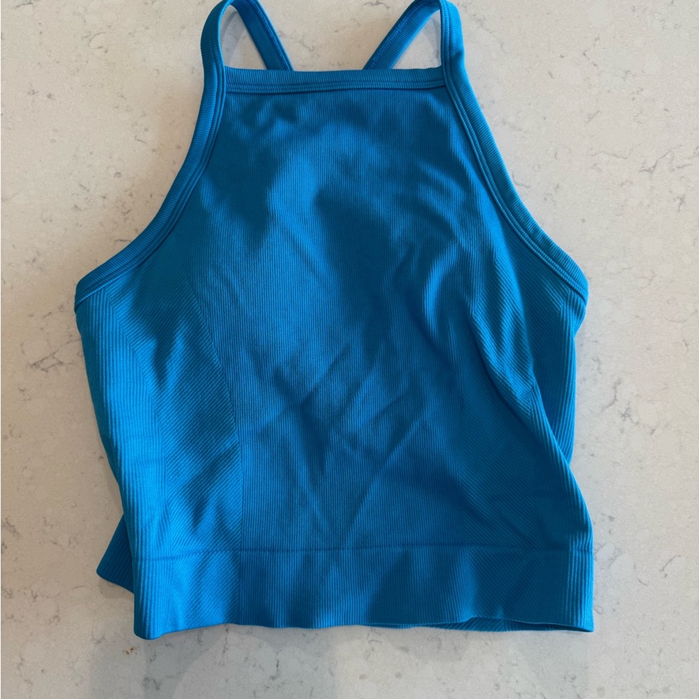 all in motion Bright Teal Ribbed Crop Tank